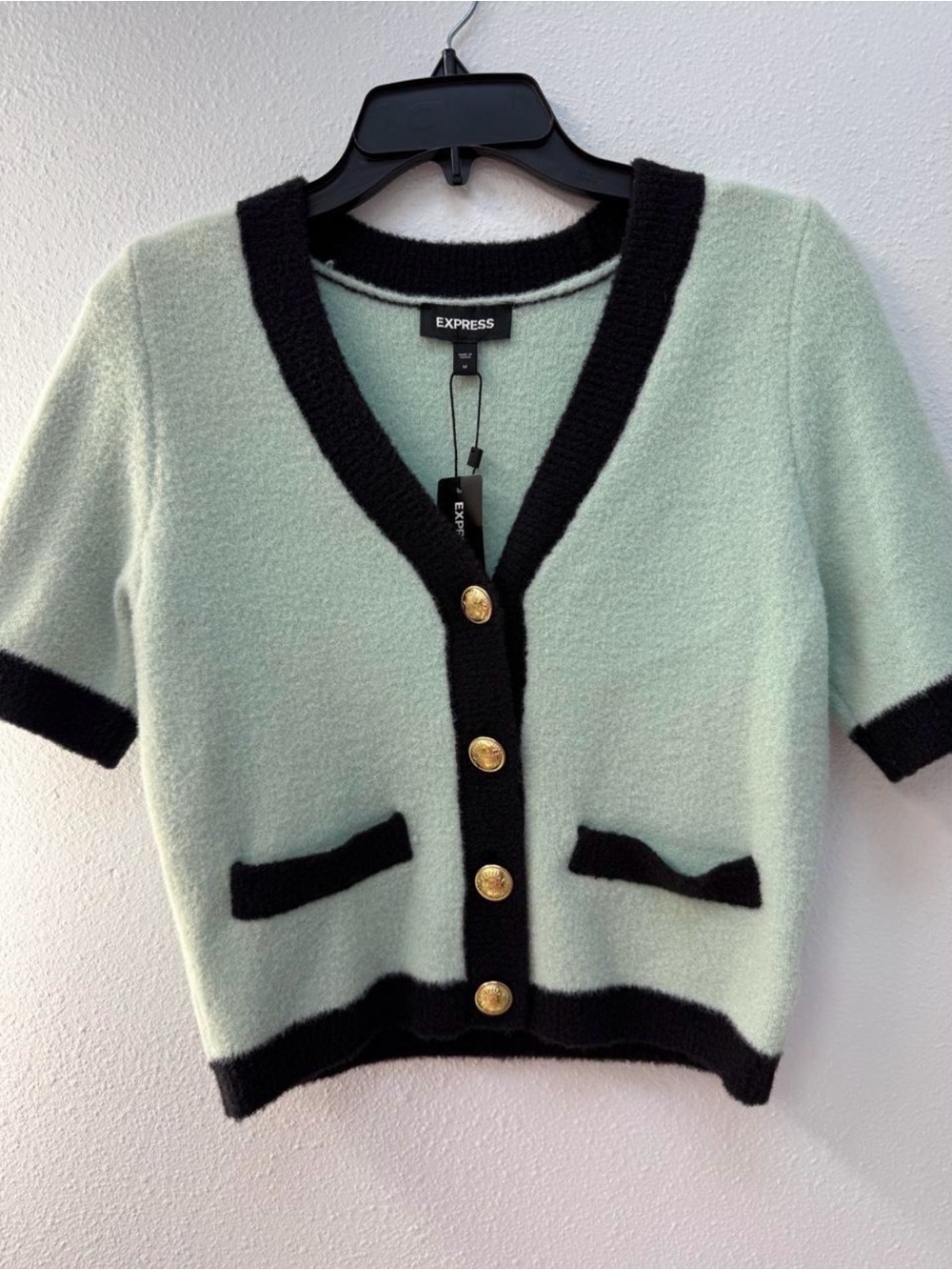 NWT Express Sweater Express Mint Gold Buttonups